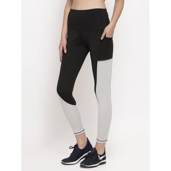 Cukoo Solid Black and Grey Workout/Gym/ Yoga Track Pants for Women