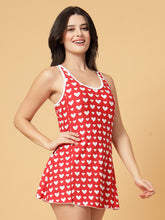 Cukoo Padded One-Piece Red Hearts Print Dot Swimwear for women