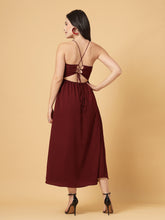 CUKOO Wine Luxe Back-Tie Resort Wear Beach Dress