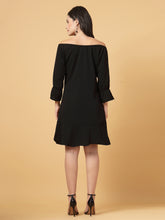 CUKOO Midnight Charm Off-Shoulder Resort Wear Beach Dress – Your Chic Black Vacation Essential!