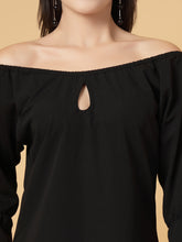 CUKOO Midnight Charm Off-Shoulder Resort Wear Beach Dress – Your Chic Black Vacation Essential!