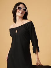 CUKOO Midnight Charm Off-Shoulder Resort Wear Beach Dress – Your Chic Black Vacation Essential!