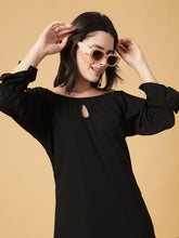 CUKOO Midnight Charm Off-Shoulder Resort Wear Beach Dress – Your Chic Black Vacation Essential!