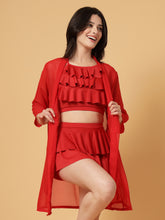 CUKOO Red Sheer Cover-Up Sarong