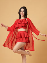 CUKOO Red Sheer Cover-Up Sarong