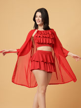 CUKOO Red Sheer Cover-Up Sarong