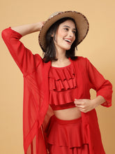 CUKOO Red Sheer Cover-Up Sarong