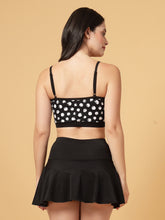 CUKOO Padded Black-White Polka-Dot Two piece Skirtini Swimwear