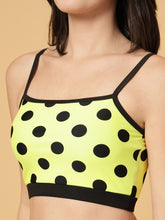 CUKOO Padded Yellow Black Polka-Dot Two piece Skirtini Swimwear