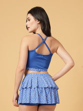 CUKOO Padded Blue Printed Two piece Ruffle Skirtini Swimwear