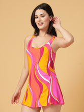 Cukoo Padded One-Piece Pink Swirl Swimwear for Women