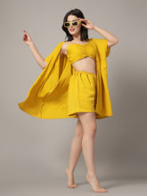 CUKOO Yellow 3-Piece Resort Wear Set | Beach Wear : Your Ultimate Vacay Companion!