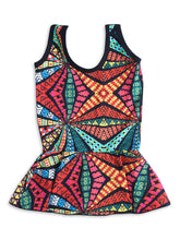 CUKOO Girls Multicolor Geometric Print Swimsuit