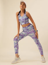 Cukoo Purple Star Print Sports Bra and Legging Set