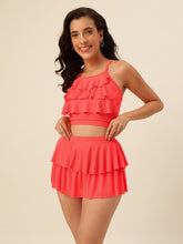 CUKOO Padded Coral Two piece Skirtini Swimwear