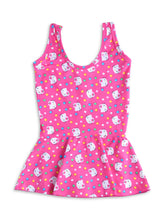 CUKOO Girls Pink Kitty Print Swimsuit