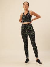 Cukoo Black with Neon print Sports Bra and Legging Set