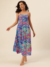 CUKOO Vibrant Swirl Maxi Resortwear Beach Dress – Breezy, Bold & Beach-Ready