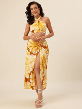 CUKOO Sunlit Bloom Halter Two-Piece Resort Wear Beach Wear Set – Bold Florals, Breezy Feels