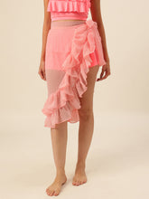 CUKOO Flamingo Pink Ruffled cover up Sarong