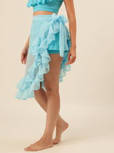 CUKOO Sky Blue Ruffled cover up Sarong