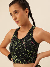 Cukoo Black with Neon print Sports Bra