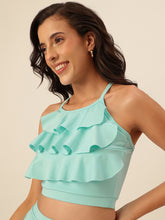 CUKOO Padded Mint-Green Two piece Skirtini Swimwear