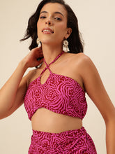 CUKOO Maroon Rush Halter Two-Piece Resort Wear beach Wear – Bold, Breezy, and Resort-Ready