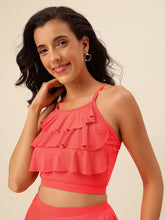 CUKOO Padded Coral Two piece Skirtini Swimwear