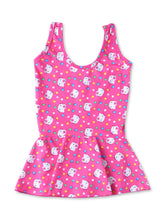 CUKOO Girls Pink Kitty Print Swimsuit