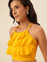 CUKOO Sunshine Yellow Padded Ruffle Two-Piece Skirtini Swimwear