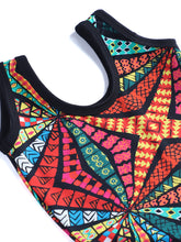 CUKOO Girls Multicolor Geometric Print Swimsuit