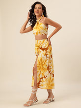 CUKOO Sunlit Bloom Halter Two-Piece Resort Wear Beach Wear Set – Bold Florals, Breezy Feels