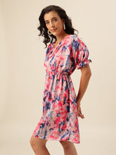 CUKOO Pink & Blue Tie-Dye Resort Wear Beach Wear Dress for Women