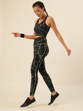 Cukoo Black with Neon print Sports Bra and Legging Set