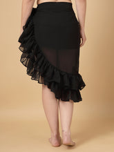 CUKOO Black Ruffled cover up Sarong