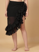 CUKOO Black Ruffled cover up Sarong