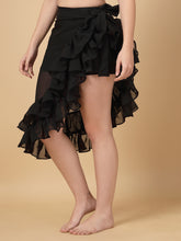 CUKOO Black Ruffled cover up Sarong