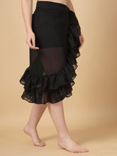 CUKOO Black Ruffled cover up Sarong