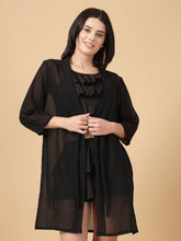 CUKOO Black Sheer Cover-Up Sarong