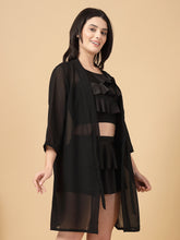 CUKOO Black Sheer Cover-Up Sarong