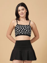 CUKOO Padded Black-White Polka-Dot Two piece Skirtini Swimwear