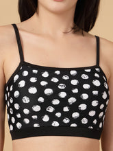 CUKOO Padded Black-White Polka-Dot Two piece Skirtini Swimwear