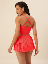 CUKOO Padded Coral Two piece Skirtini Swimwear