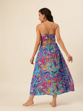 CUKOO Vibrant Swirl Maxi Resortwear Beach Dress – Breezy, Bold & Beach-Ready