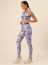 Cukoo Purple Star Print Sports Bra and Legging Set