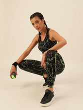 Cukoo Black with Neon print Sports Bra and Legging Set