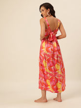 CUKOO Pink & Orange Tropical Print Resort Wear Beach Wear Dress for Women