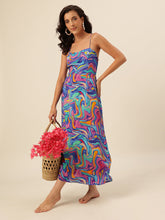 CUKOO Vibrant Swirl Maxi Resortwear Beach Dress – Breezy, Bold & Beach-Ready