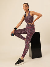 Cukoo Purple Geometric print Sports Bra and Legging Set